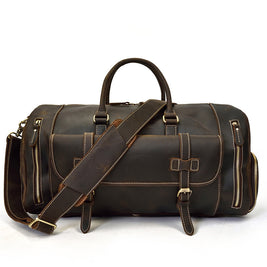 Fashion Vegetable Tanned Leather Travel Bag Men - Hanabi