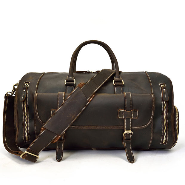 Fashion Vegetable Tanned Leather Travel Bag Men - Hanabi