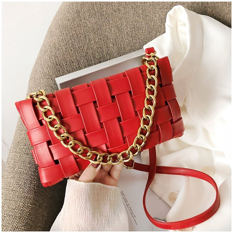 Luxury Weave Women Bags Top Quality Pu Leather Lady Shoulder - Hanabi