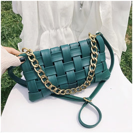 Luxury Weave Women Bags Top Quality Pu Leather Lady Shoulder - Hanabi