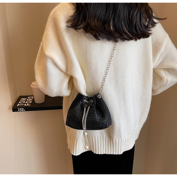 Women's Crossbody Rhinestone Bucket Bag - Hanabi