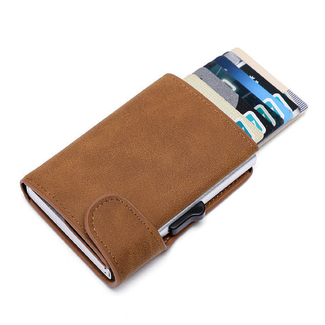 Snap Button Side Push Creative Card Holder Anti-magnetic Anti-identity-theft Coin Purse Bankcards Box - Hanabi