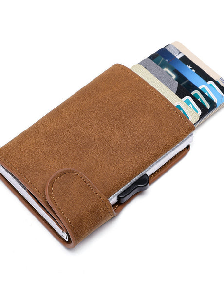 Snap Button Side Push Creative Card Holder Anti-magnetic Anti-identity-theft Coin Purse Bankcards Box - Hanabi