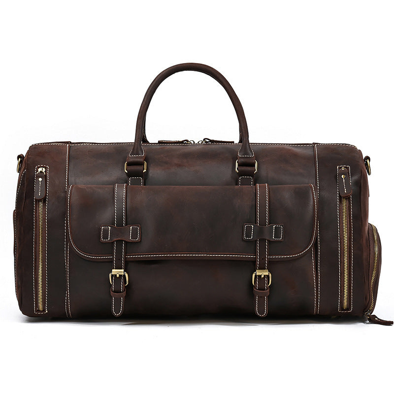 Fashion Vegetable Tanned Leather Travel Bag Men - Hanabi