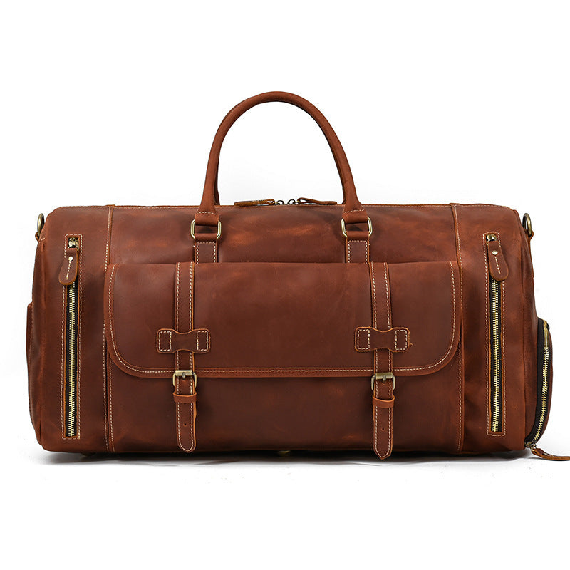 Fashion Vegetable Tanned Leather Travel Bag Men - Hanabi