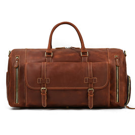 Fashion Vegetable Tanned Leather Travel Bag Men - Hanabi