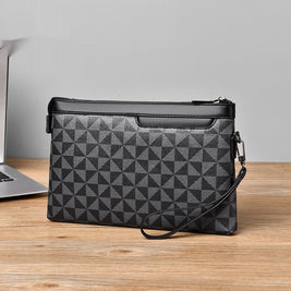 Men's Plaid Leather Portable Envelope Fashion Youth Wallet - Hanabi