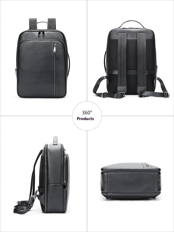 Men's Leather Backpack Multi-functional Large Capacity Portable - Hanabi