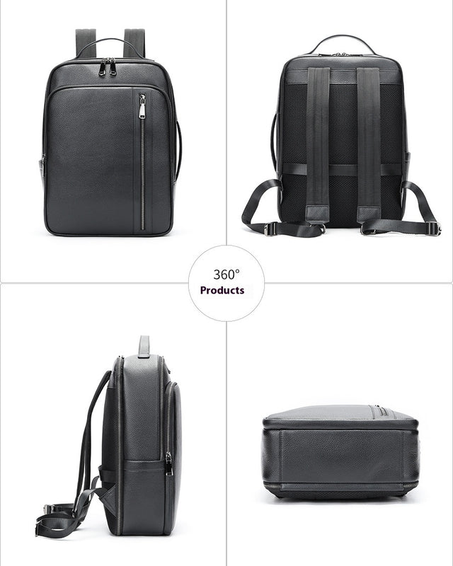Men's Leather Backpack Multi-functional Large Capacity Portable - Hanabi