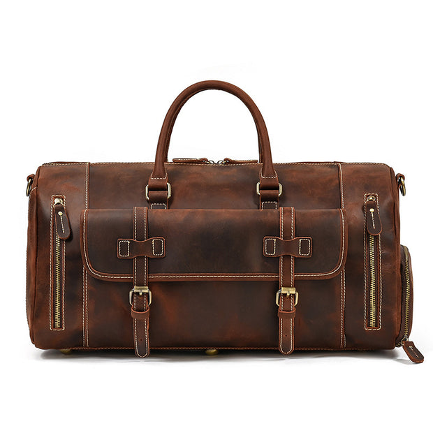 Fashion Vegetable Tanned Leather Travel Bag Men - Hanabi
