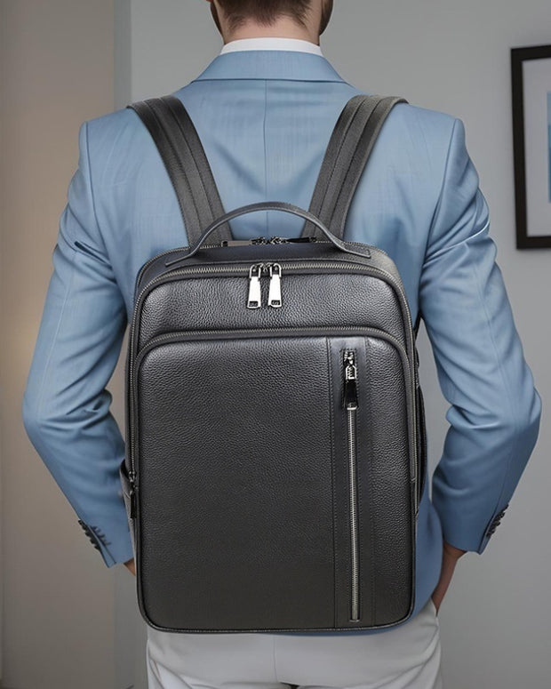 Men's Leather Backpack Multi-functional Large Capacity Portable - Hanabi