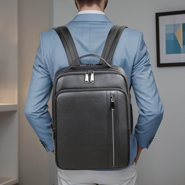 Men's Leather Backpack Multi-functional Large Capacity Portable - Hanabi