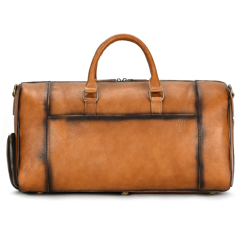Fashion Vegetable Tanned Leather Travel Bag Men - Hanabi