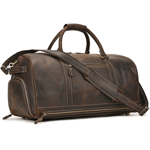 Fashion Vegetable Tanned Leather Travel Bag Men - Hanabi