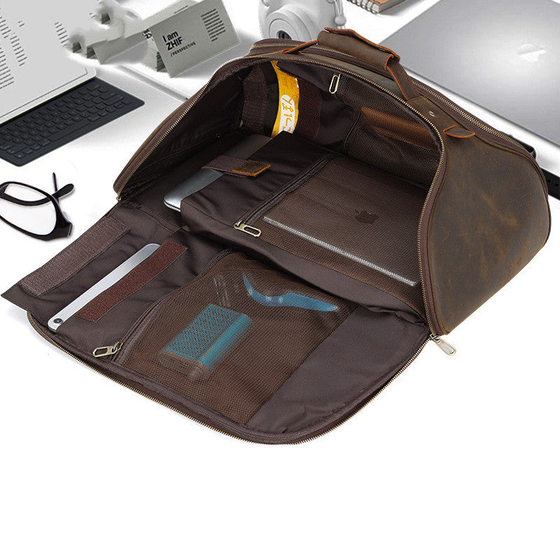 Men's Fashion Top Layer Leather Backpackage - Hanabi