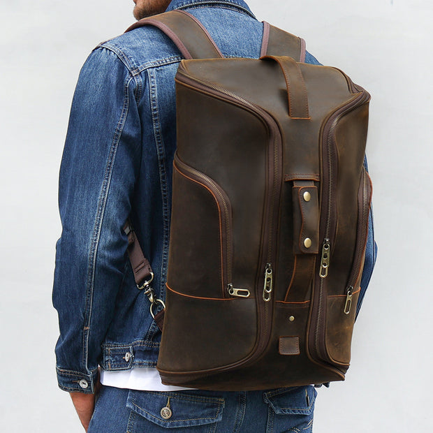 Men's Fashion Top Layer Leather Backpackage - Hanabi