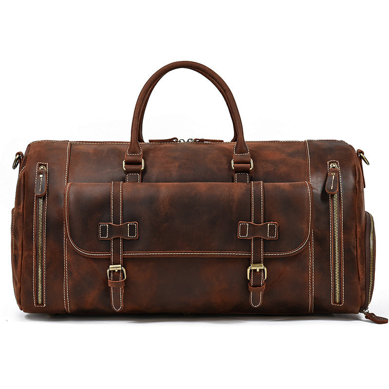 Fashion Vegetable Tanned Leather Travel Bag Men - Hanabi