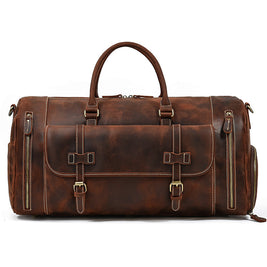 Fashion Vegetable Tanned Leather Travel Bag Men - Hanabi
