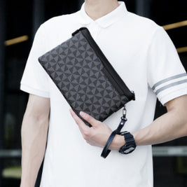Men's Plaid Leather Portable Envelope Fashion Youth Wallet - Hanabi