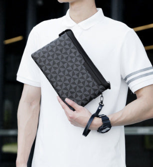 Men's Plaid Leather Portable Envelope Fashion Youth Wallet - Hanabi